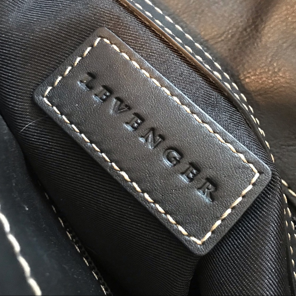Levenger Black Leather St. Tropez Tote Bag - Picture 3 of 8